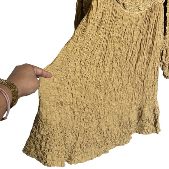 Gigio USA NWT Mini Mustard Color Dress Long Sleeves Square Neck Stretchy Small - Picture 5 of 10